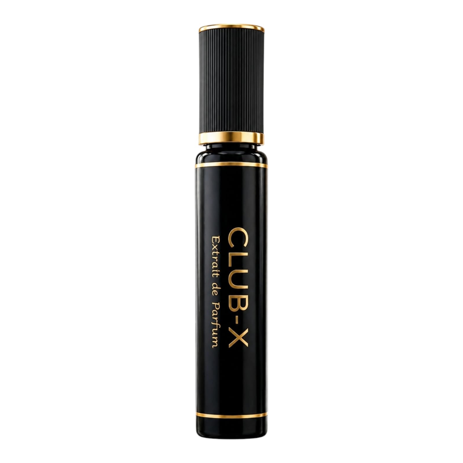 Black and gold perfume bottle labeled 'CLUB-X' on a white background

