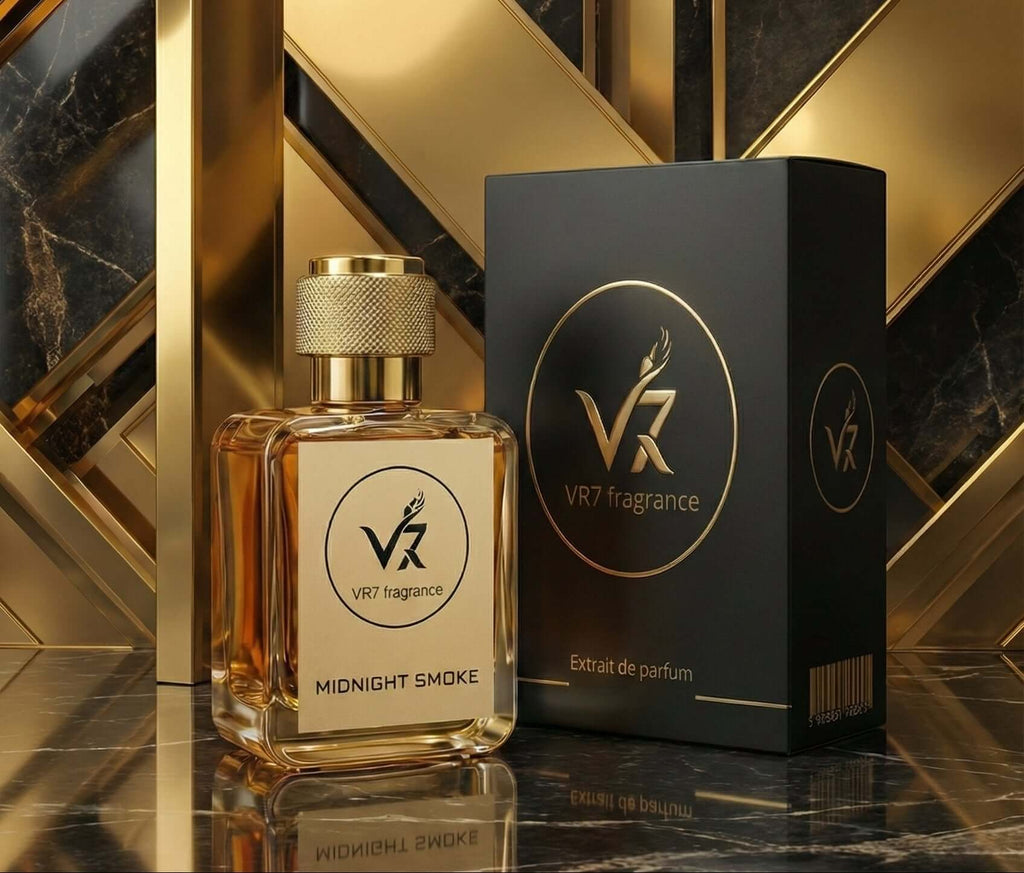 MIDNIGHT SMOKE perfume bottle and box BY VR7 Fragrance