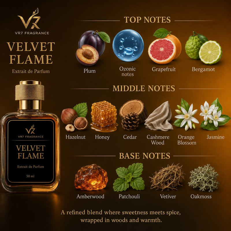 Velvet Flame | Woody Honey Amber | Extrait de Parfum | VR7 Fragrance