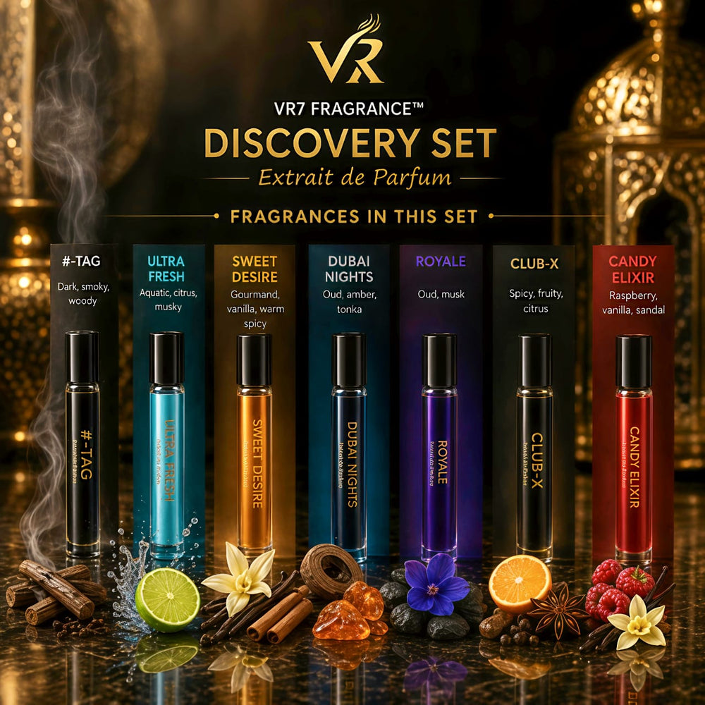 VR7 Discovery Set | 7 Extrait de Parfum Sprays | Luxury Perfume Sampler with Oud & Vanilla - VR7 Fragrance™ -